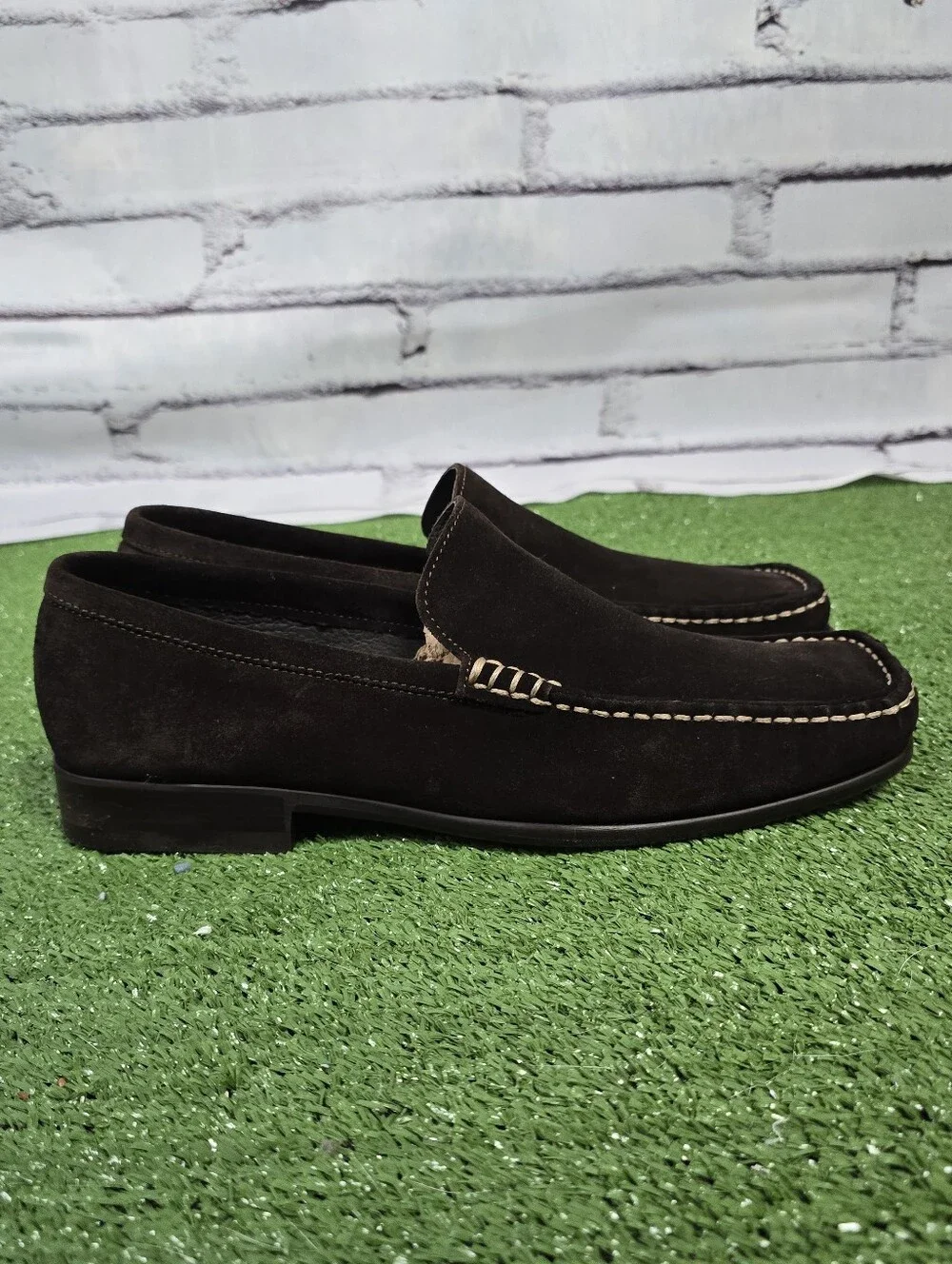 Banana Republic Anton Genuine Leather Suede Rich Dark Brown Mock Toe Loafers